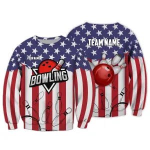 Personalized Name Team American Flag Pattern 3D Sweatshirt Hoodie Christmas Shirt