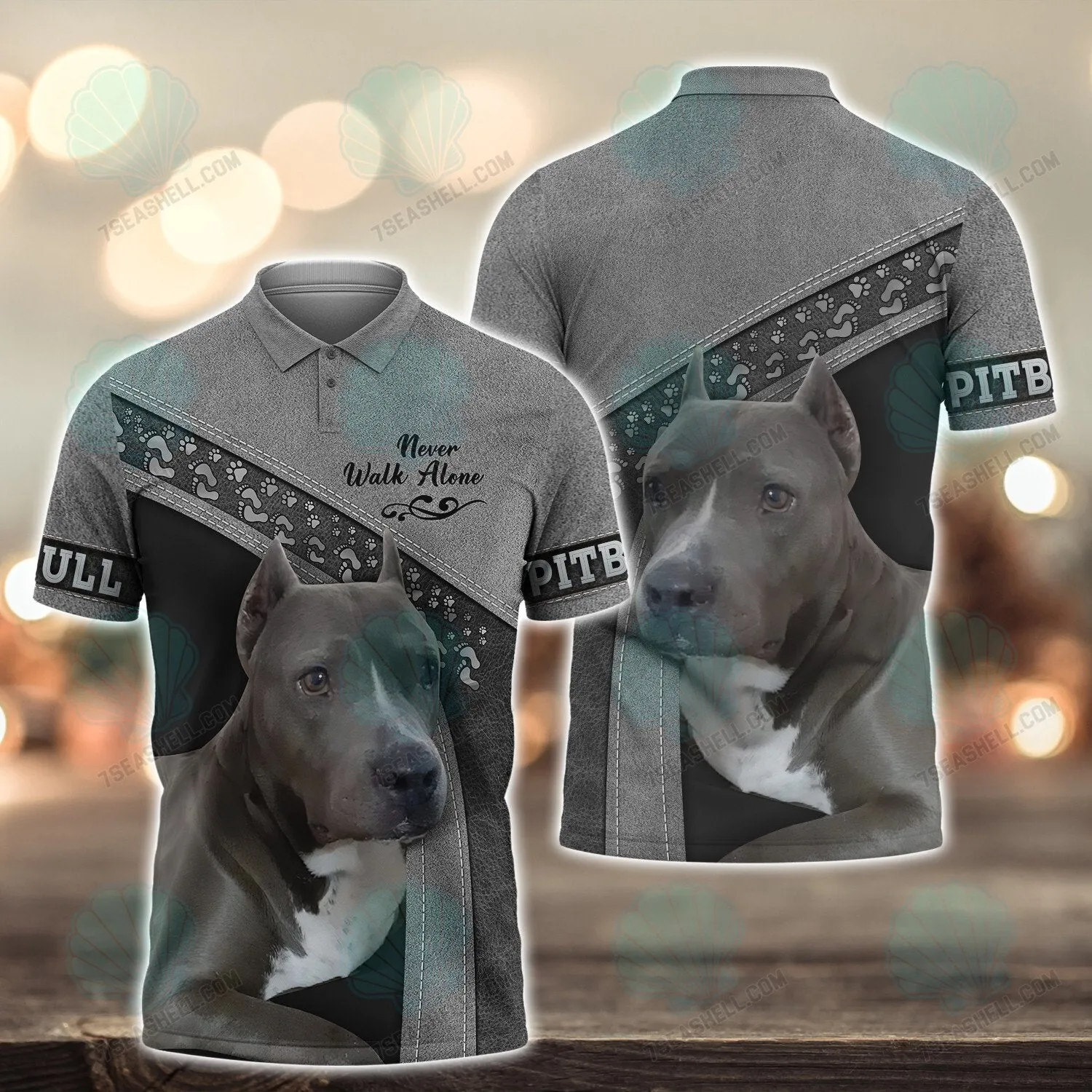 Pitbull Grey Never Walk Alone 3D Full Print Shirts, Christmas Dog Memorial Gifts for loss of Dog