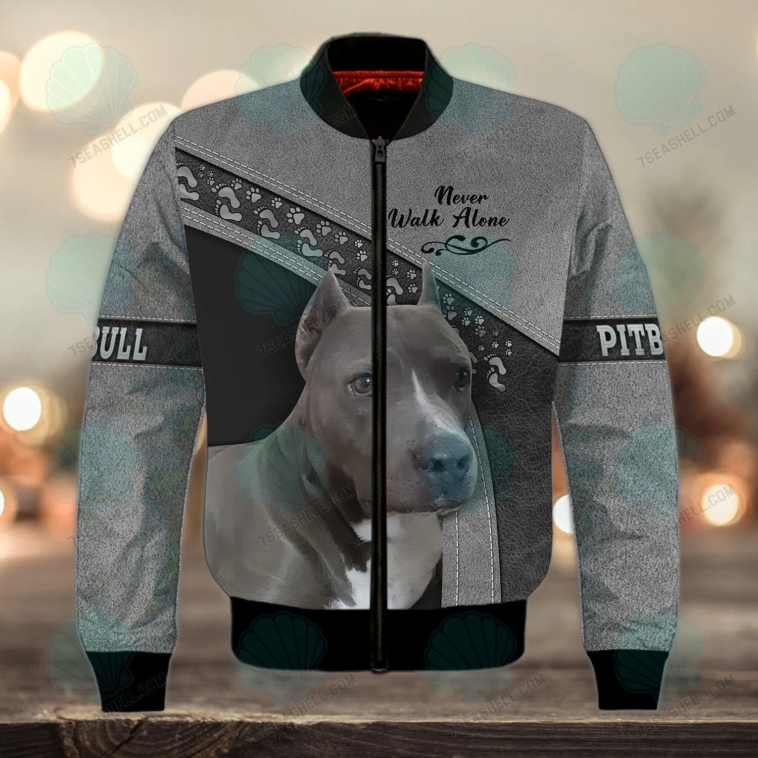 Pitbull Grey Never Walk Alone 3D Full Print Shirts, Christmas Dog Memorial Gifts for loss of Dog