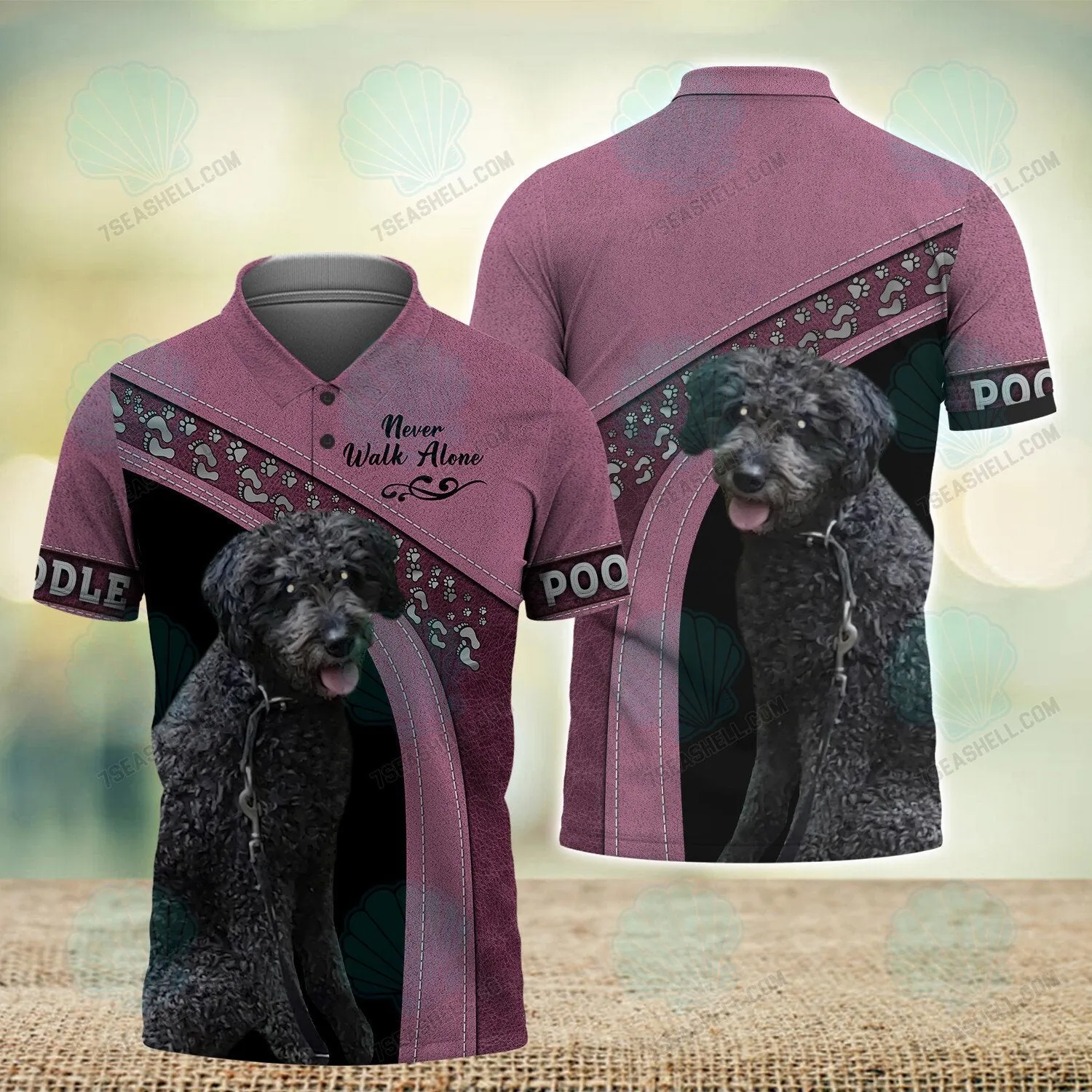 Poodle Pink Never Walk Alone 3D Full Print Shirts, Christmas Dog Memorial Gifts for loss of Dog