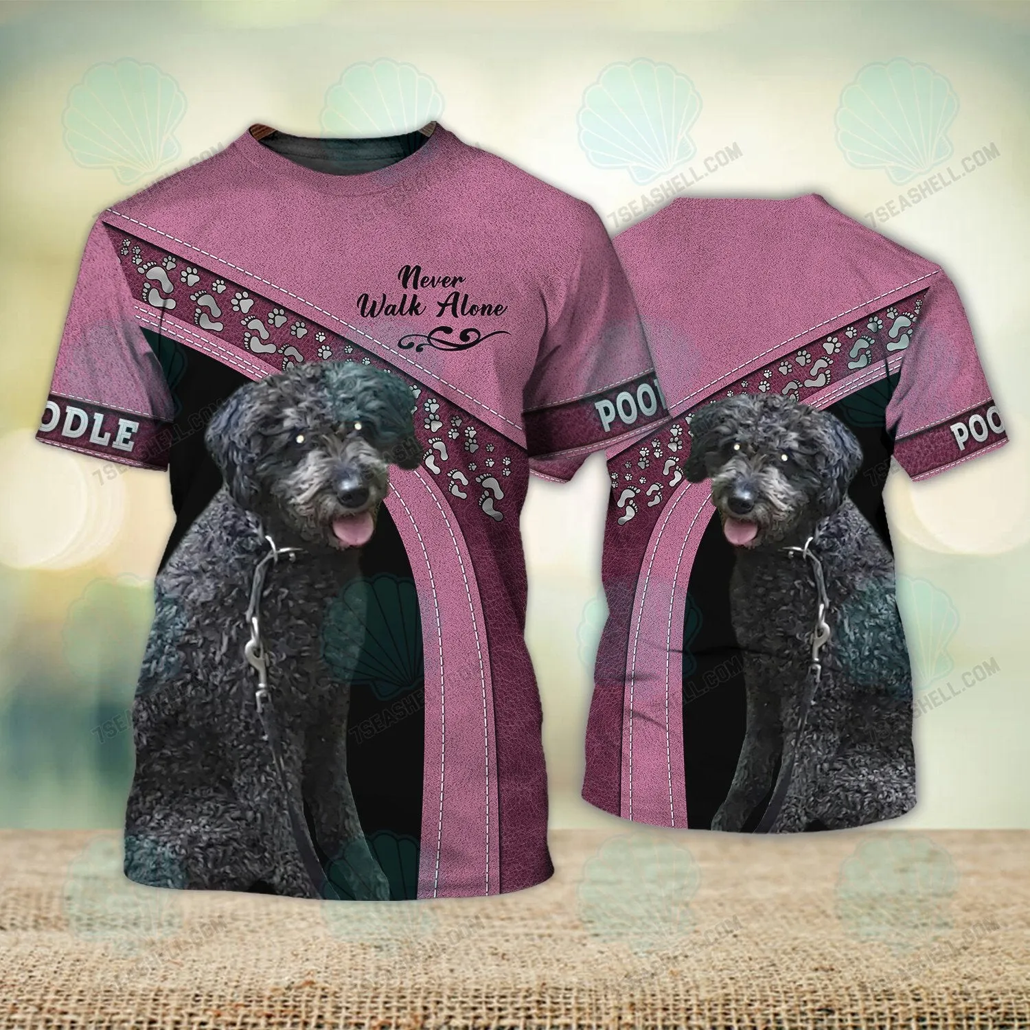 Poodle Pink Never Walk Alone 3D Full Print Shirts, Christmas Dog Memorial Gifts for loss of Dog