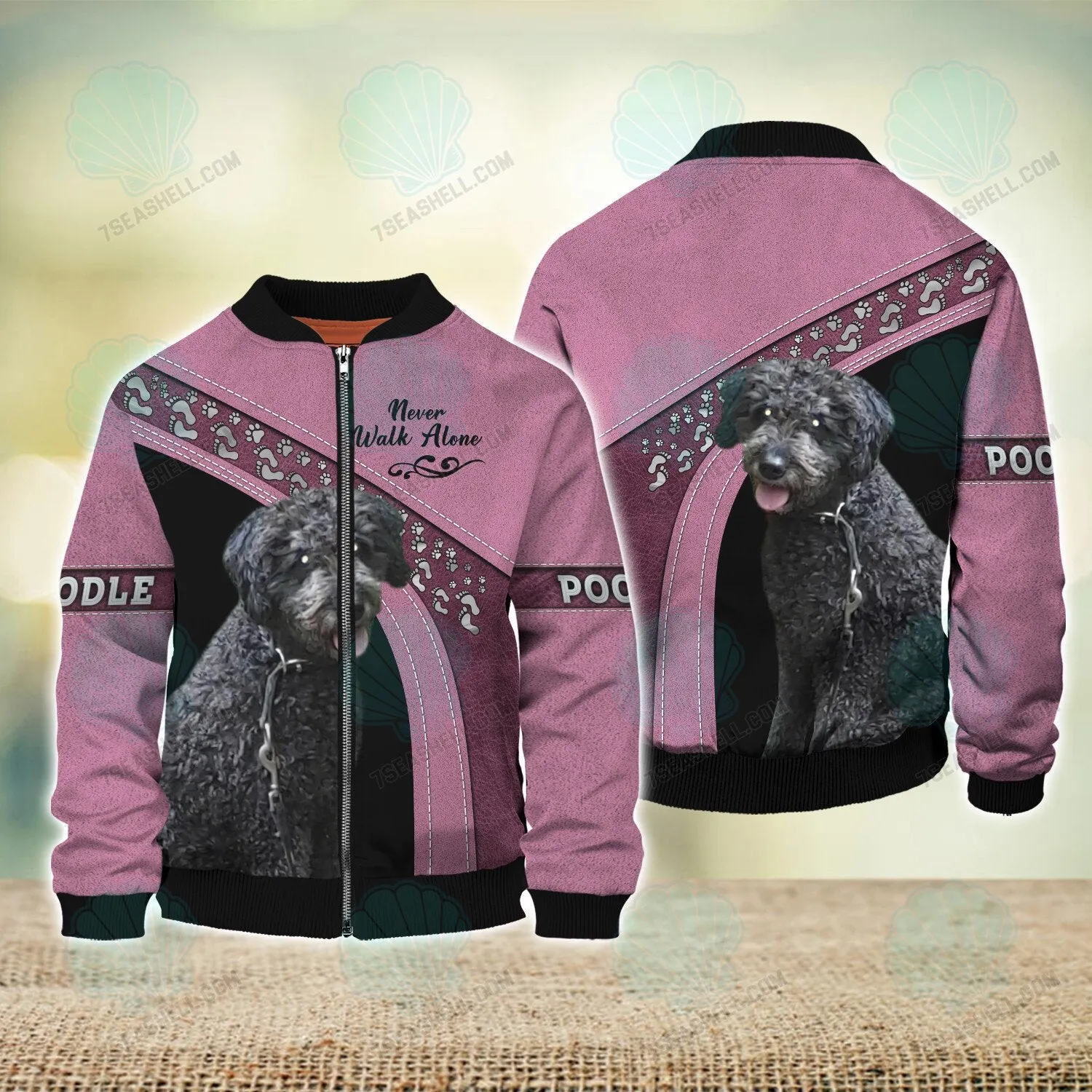 Poodle Pink Never Walk Alone 3D Full Print Shirts, Christmas Dog Memorial Gifts for loss of Dog