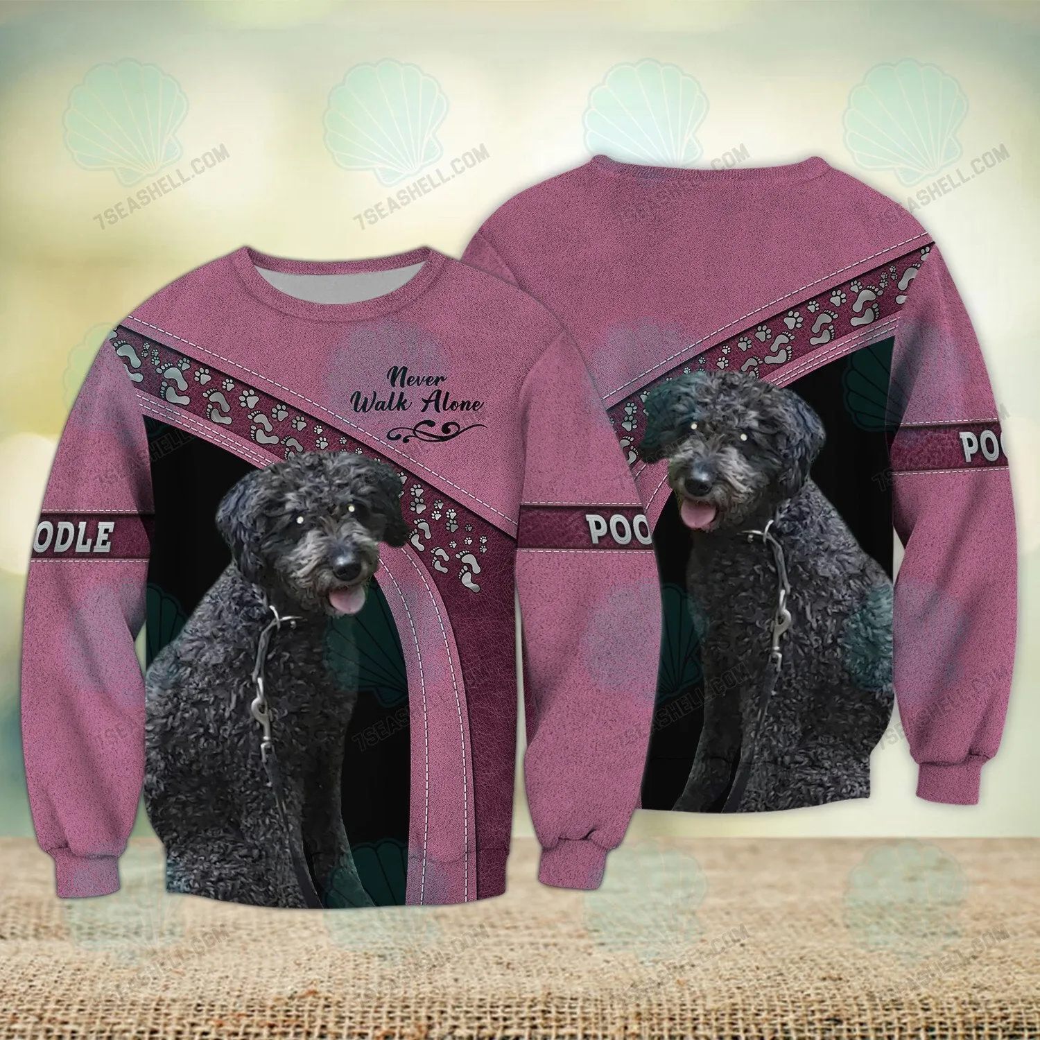 Poodle Pink Never Walk Alone 3D Full Print Shirts, Christmas Dog Memorial Gifts for loss of Dog