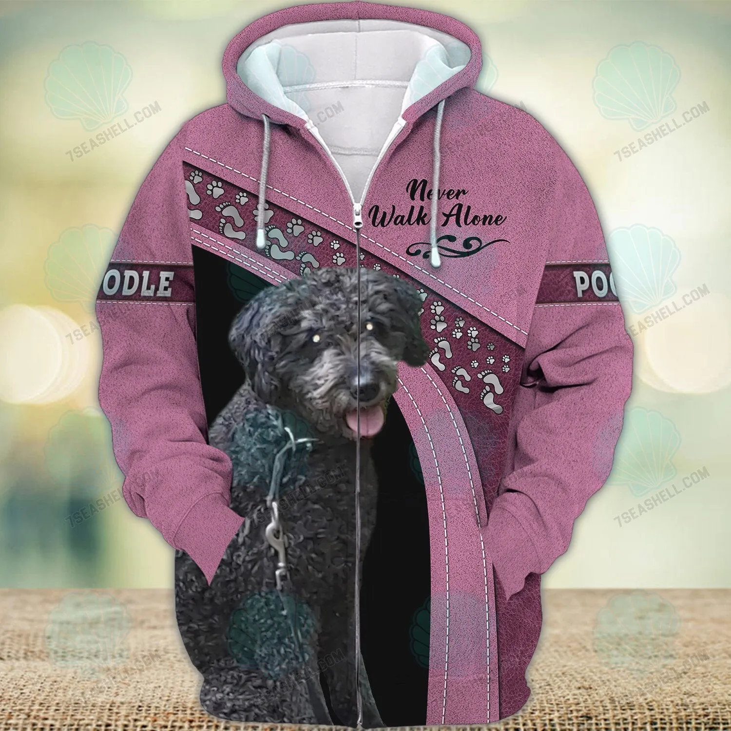 Poodle Pink Never Walk Alone 3D Full Print Shirts, Christmas Dog Memorial Gifts for loss of Dog