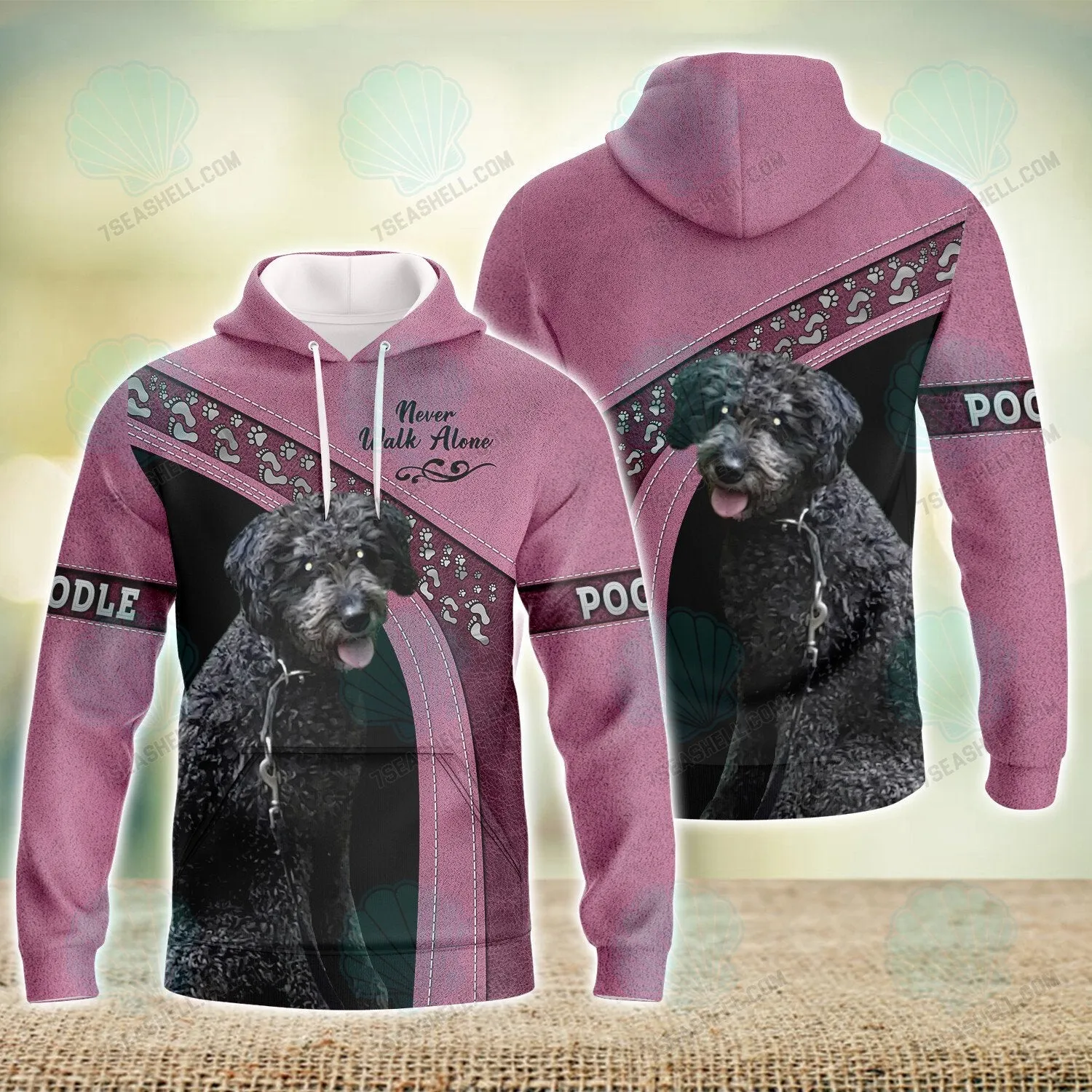 Poodle Pink Never Walk Alone 3D Full Print Shirts, Christmas Dog Memorial Gifts for loss of Dog