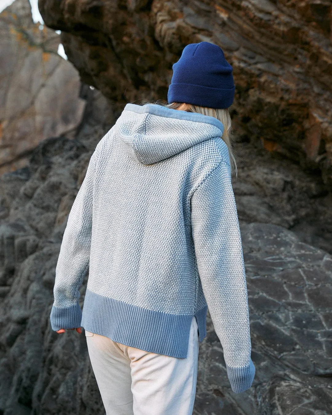 Poppy - Womens Knitted Pop Hoodie - Blue