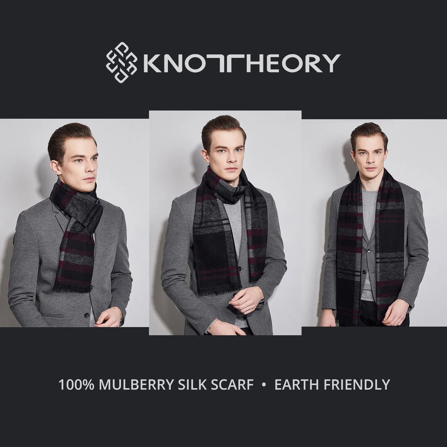 Purple Grey Tartan Eco Scarf - Softer than Cashmere 100% Silk