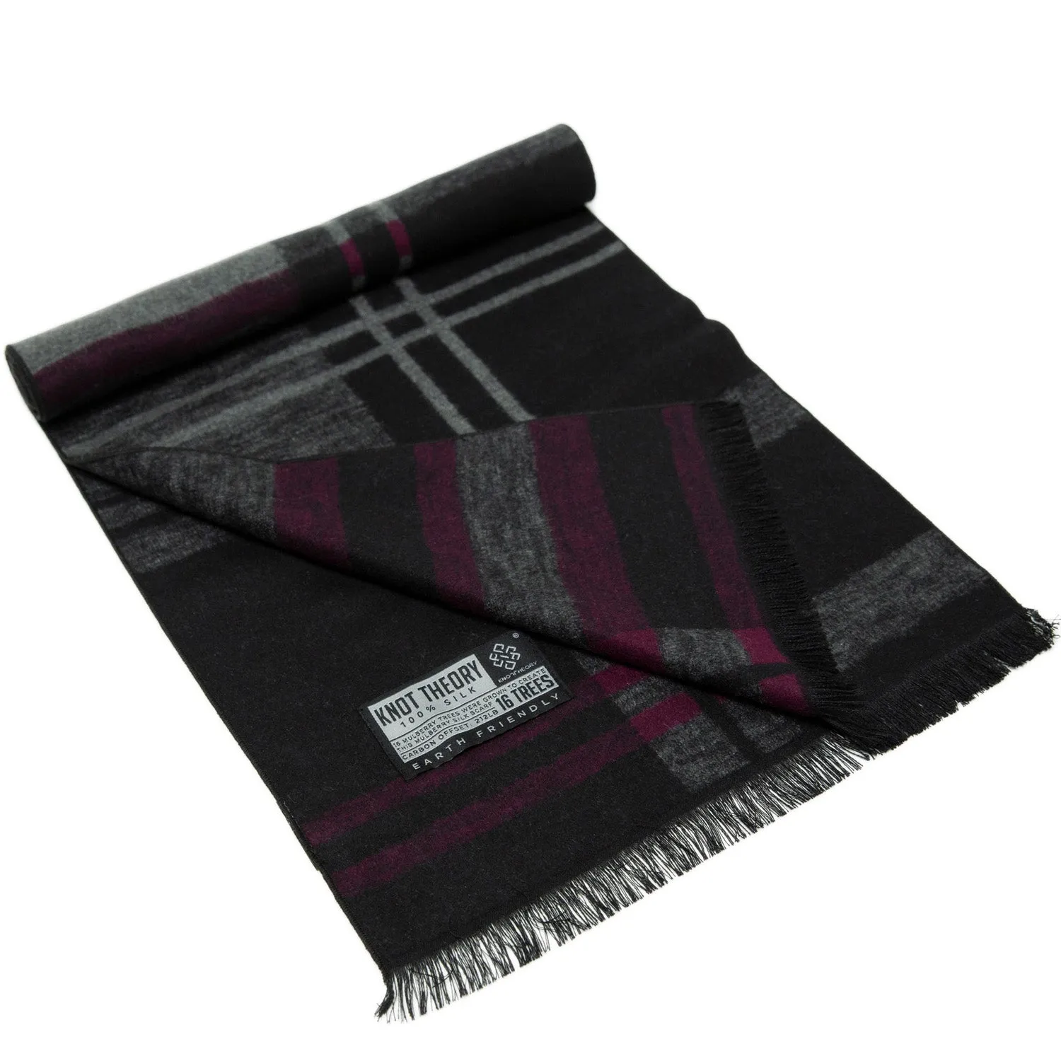 Purple Grey Tartan Eco Scarf - Softer than Cashmere 100% Silk