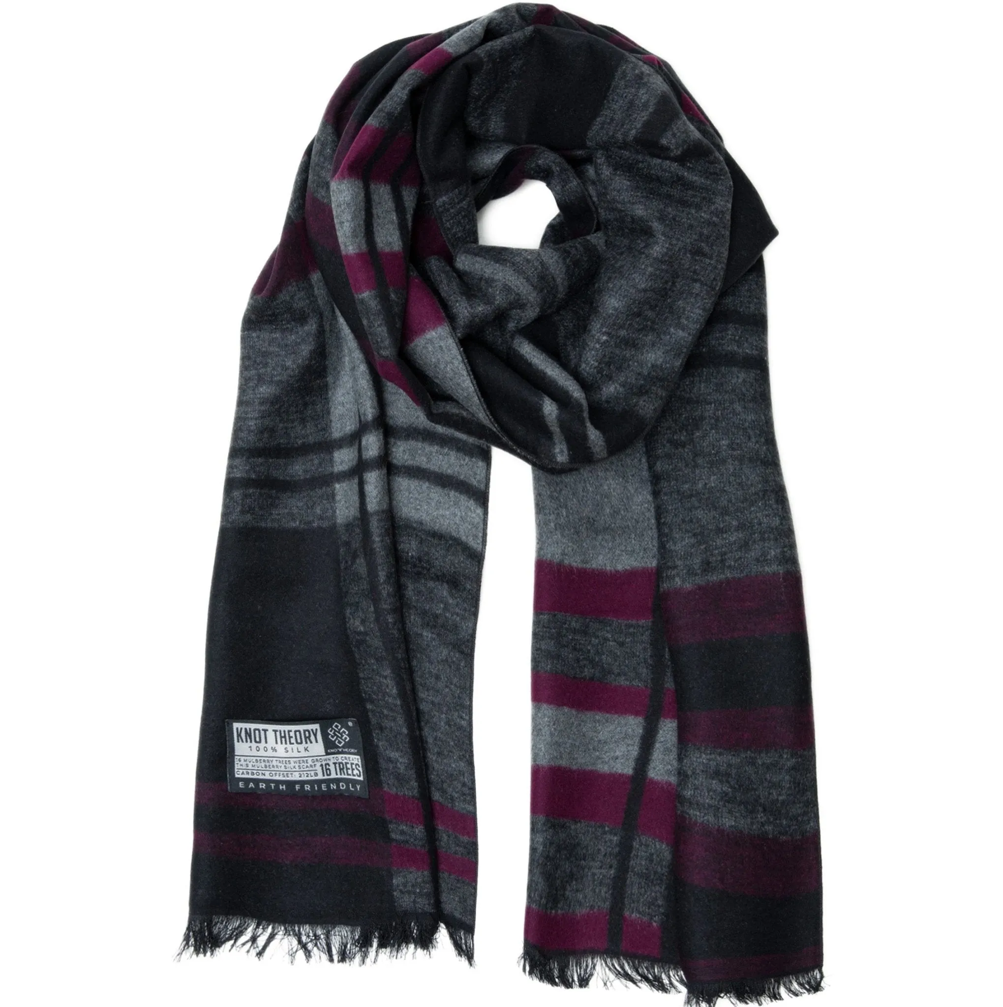 Purple Grey Tartan Eco Scarf - Softer than Cashmere 100% Silk