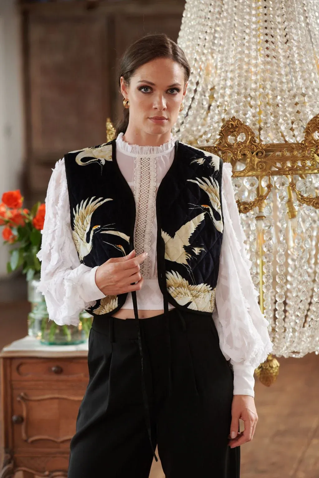 Quilted Waistcoat in - Stork Black