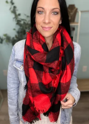 Red/Black Buffalo Plaid Blanket Scarf