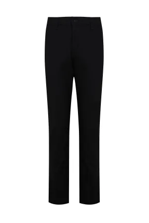 Regular Fit Black High Waist Cotton Casual Pants