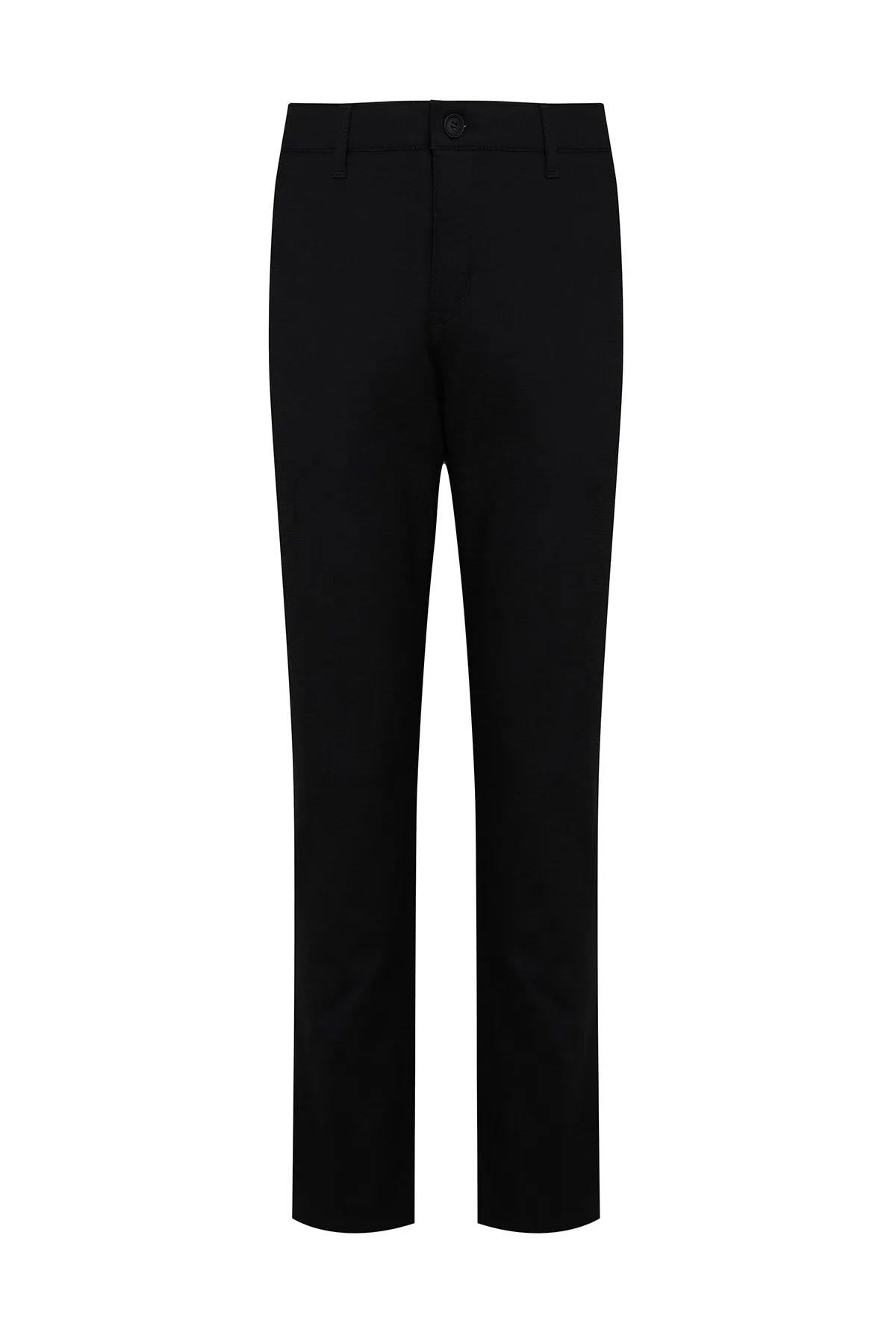 Regular Fit Black High Waist Cotton Casual Pants