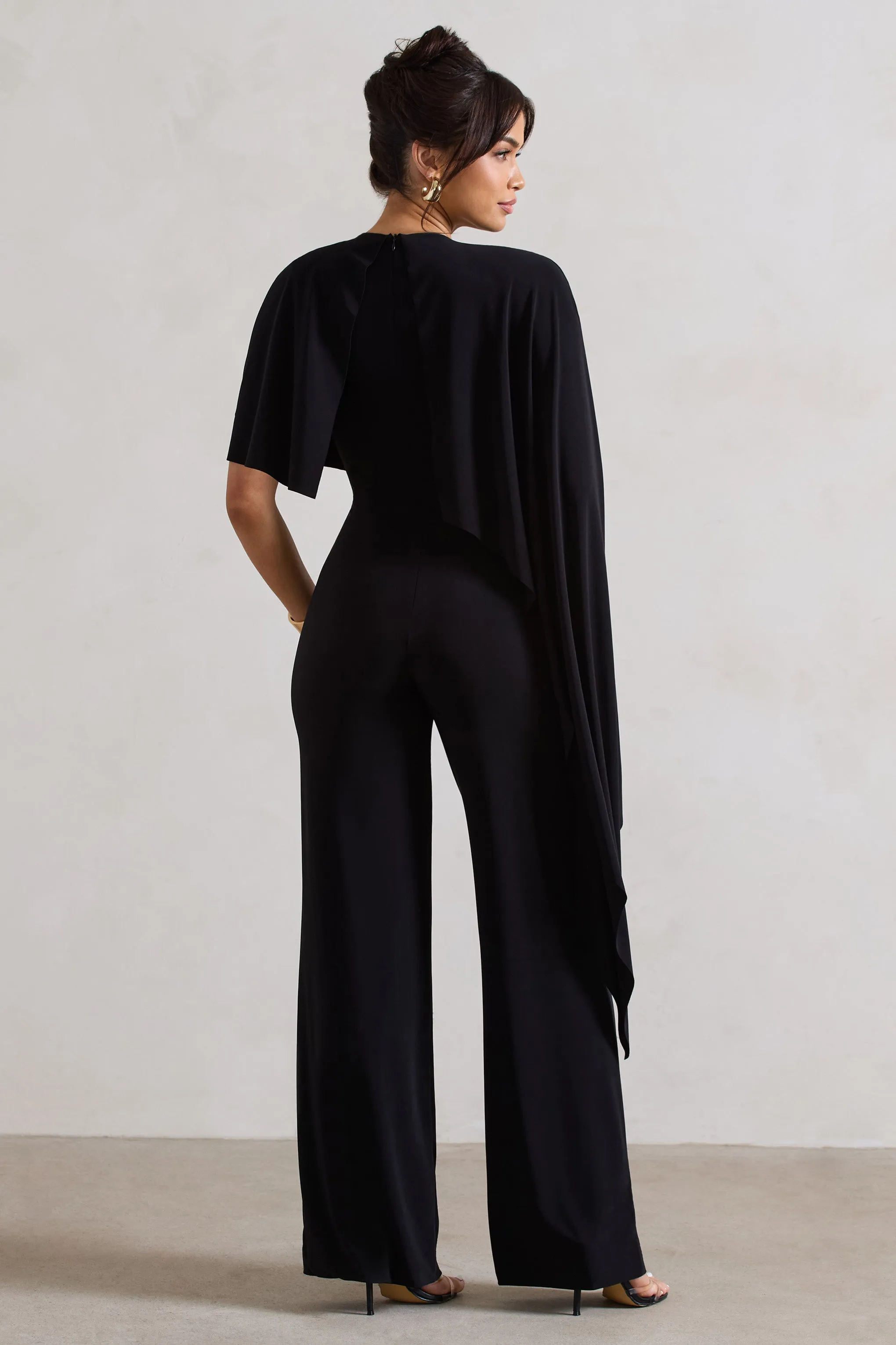 Reserve | Black Wide-Leg Jumpsuit With Asymmetric Cape