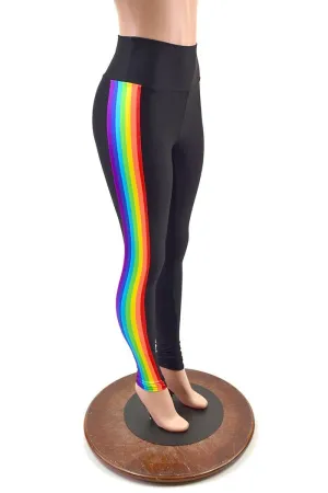 Retro Rainbow Side Panel  High Waist Leggings