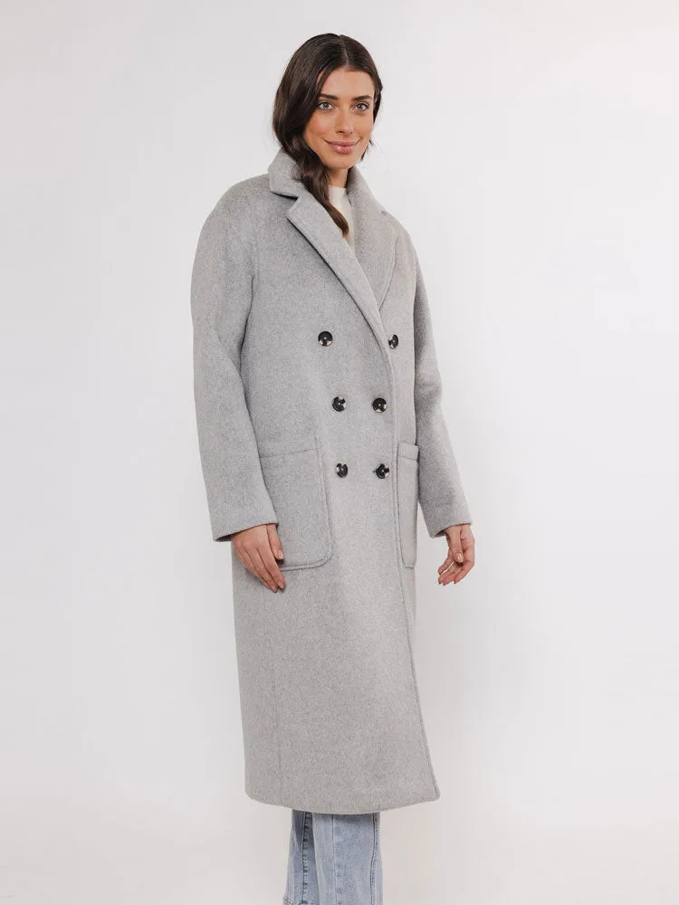 Rino & Pelle Long Double Breasted Coat Light Grey