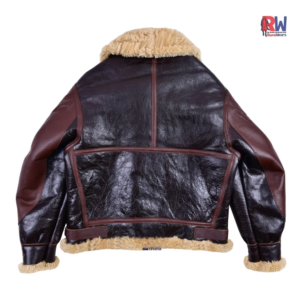 RW Authentic sheepskin B4 Brown Genuine Leather Jacket Shearling