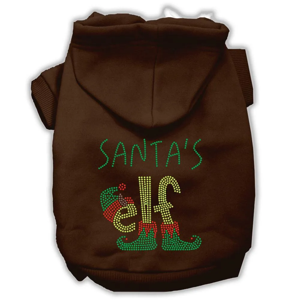 Santa's Elf Rhinestone Dog Hoodie Brown M (12)