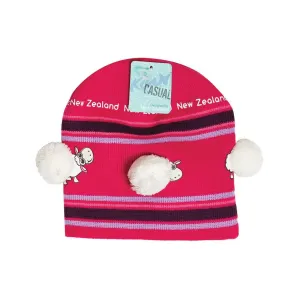 Sheep Pompoms Child Beanie Pink