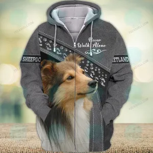 Shetland Sheepdogs Love Never Walk Alone 3D Full Print Christmas Shirts