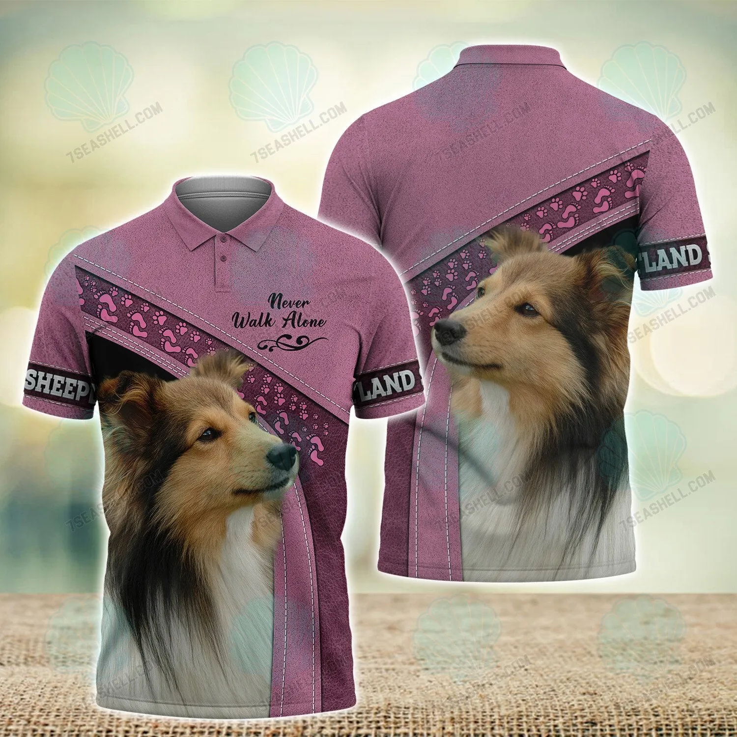 Shetland Sheepdogs Love Pink Never Walk Alone 3D Full Print Christmas Shirts