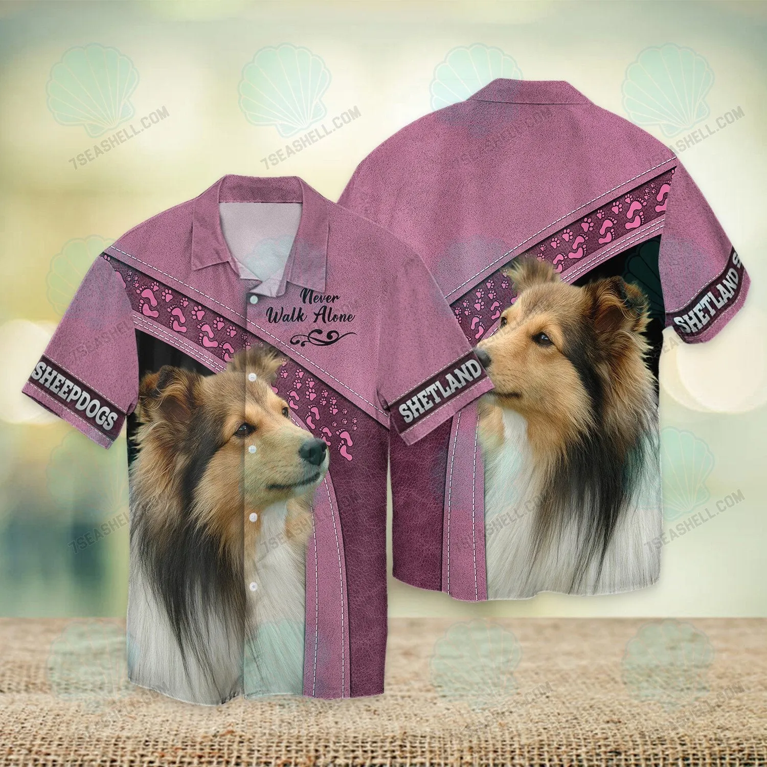 Shetland Sheepdogs Love Pink Never Walk Alone 3D Full Print Christmas Shirts