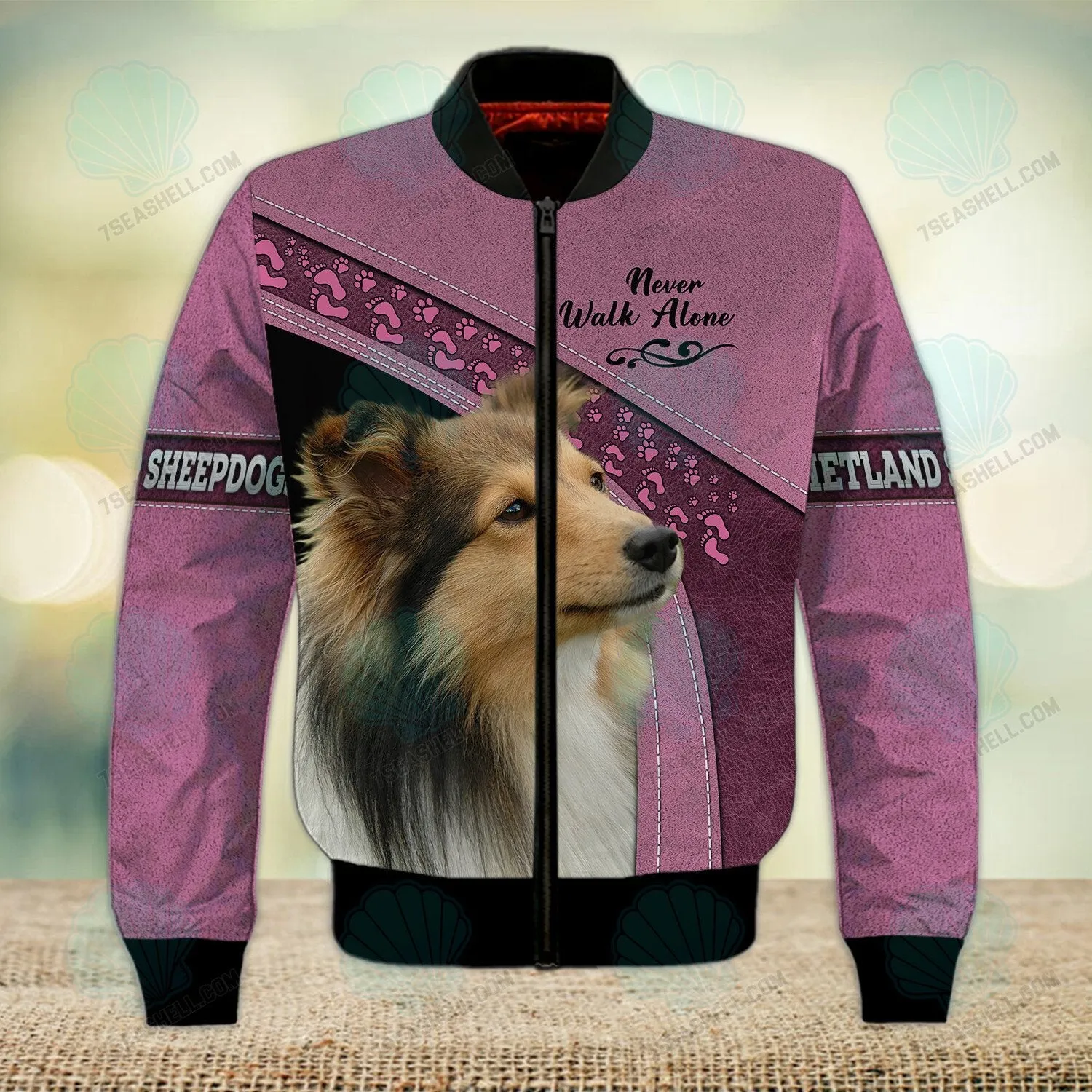 Shetland Sheepdogs Love Pink Never Walk Alone 3D Full Print Christmas Shirts