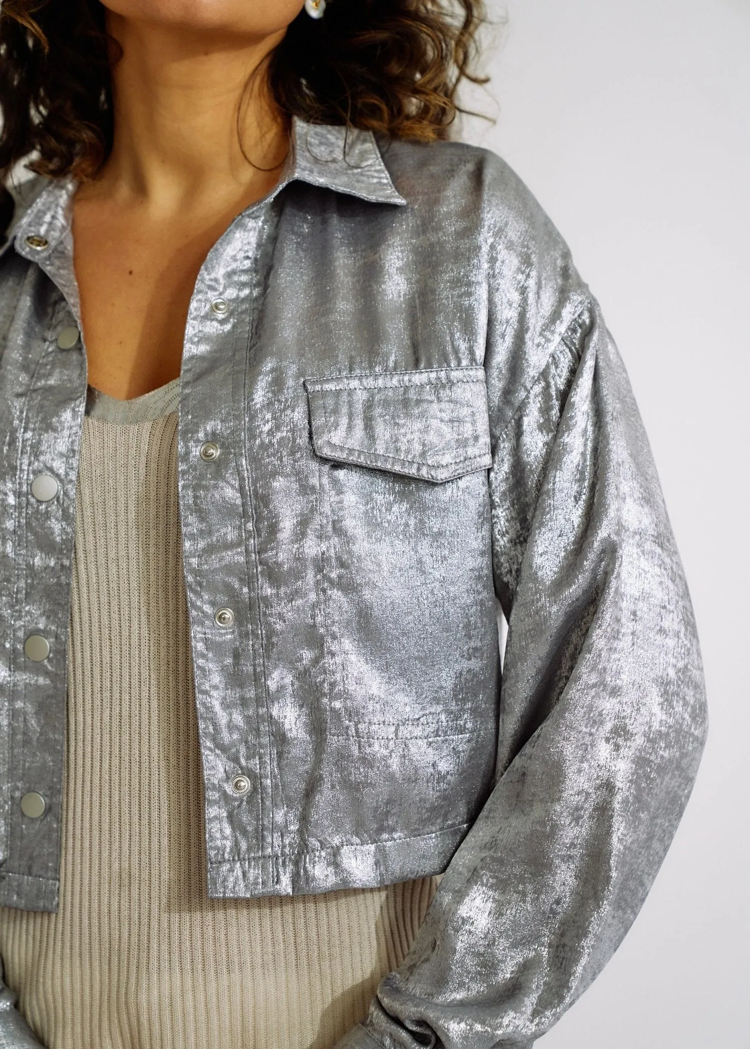 Shimmer Summer Jacket in Metallic Grey