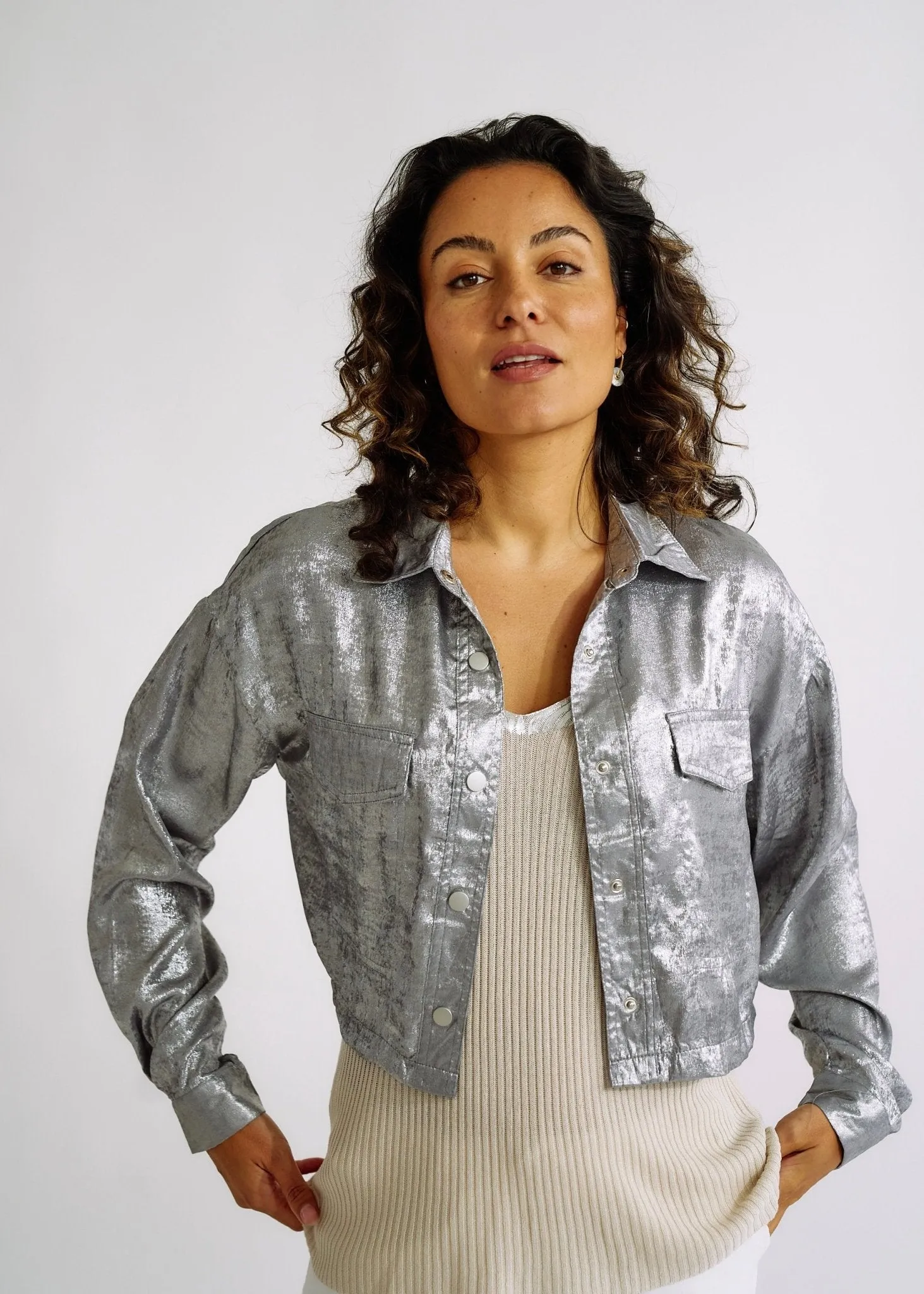 Shimmer Summer Jacket in Metallic Grey