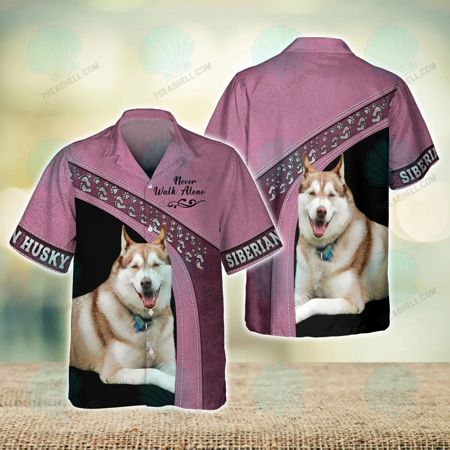 Siberian Husky Love Pink Never Walk Alone 3D Full Print Shirts, Christmas Dog Memorial Gifts for loss of Dog