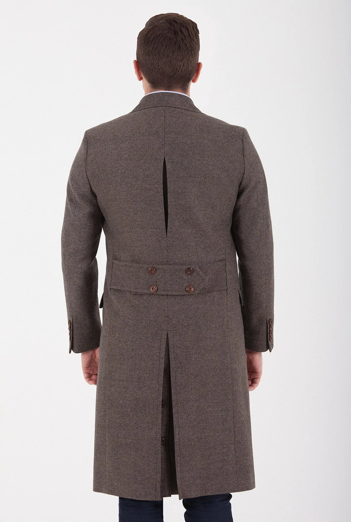 Slim Fit Notch Lapel Helmond Wool Light Brown Overcoat, Light Brown D.