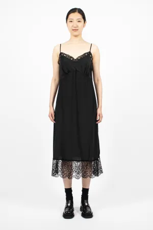 Slip Dress Black/Lace Trim