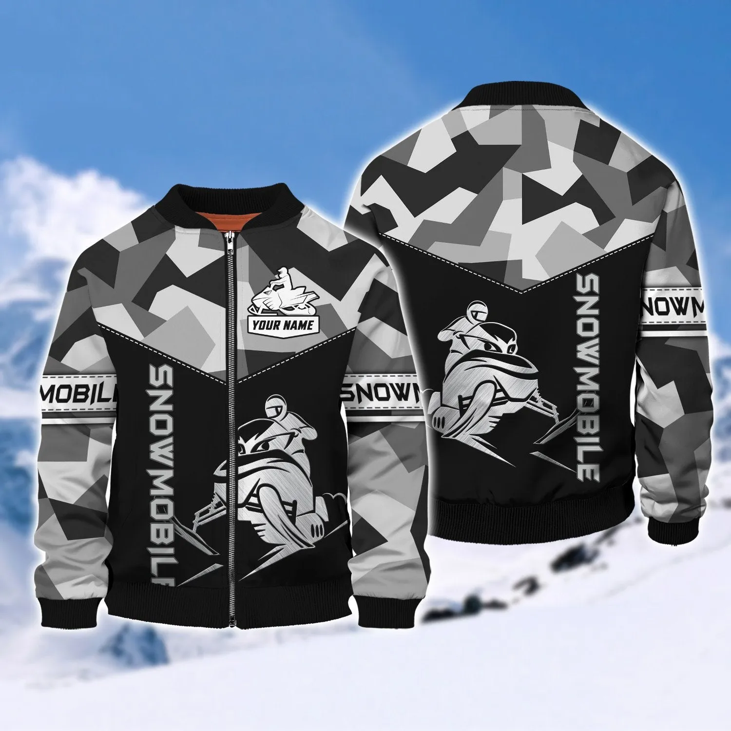 Snowmobile Black Personalized Name All Size 3D Sweatshirt Shirts