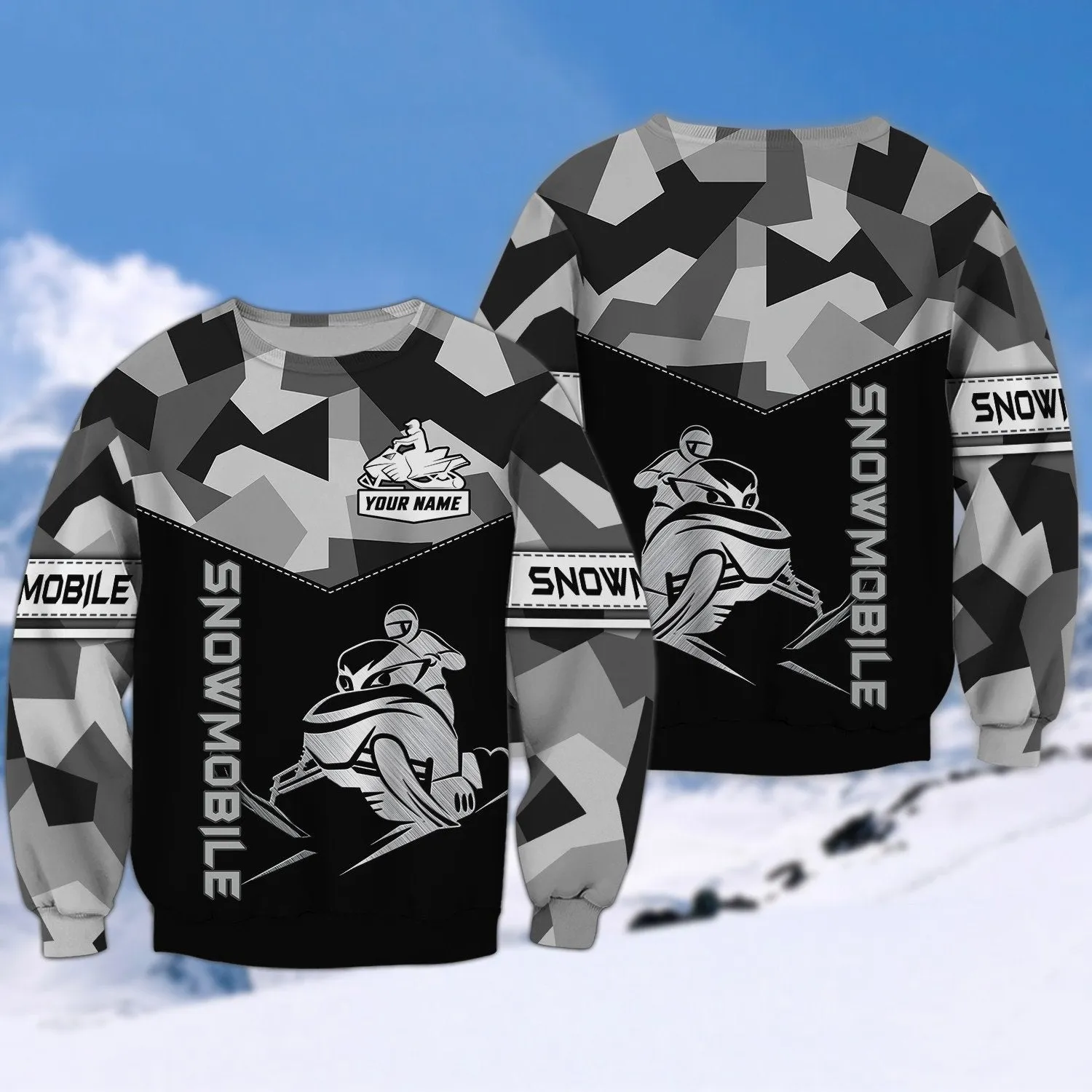 Snowmobile Black Personalized Name All Size 3D Sweatshirt Shirts