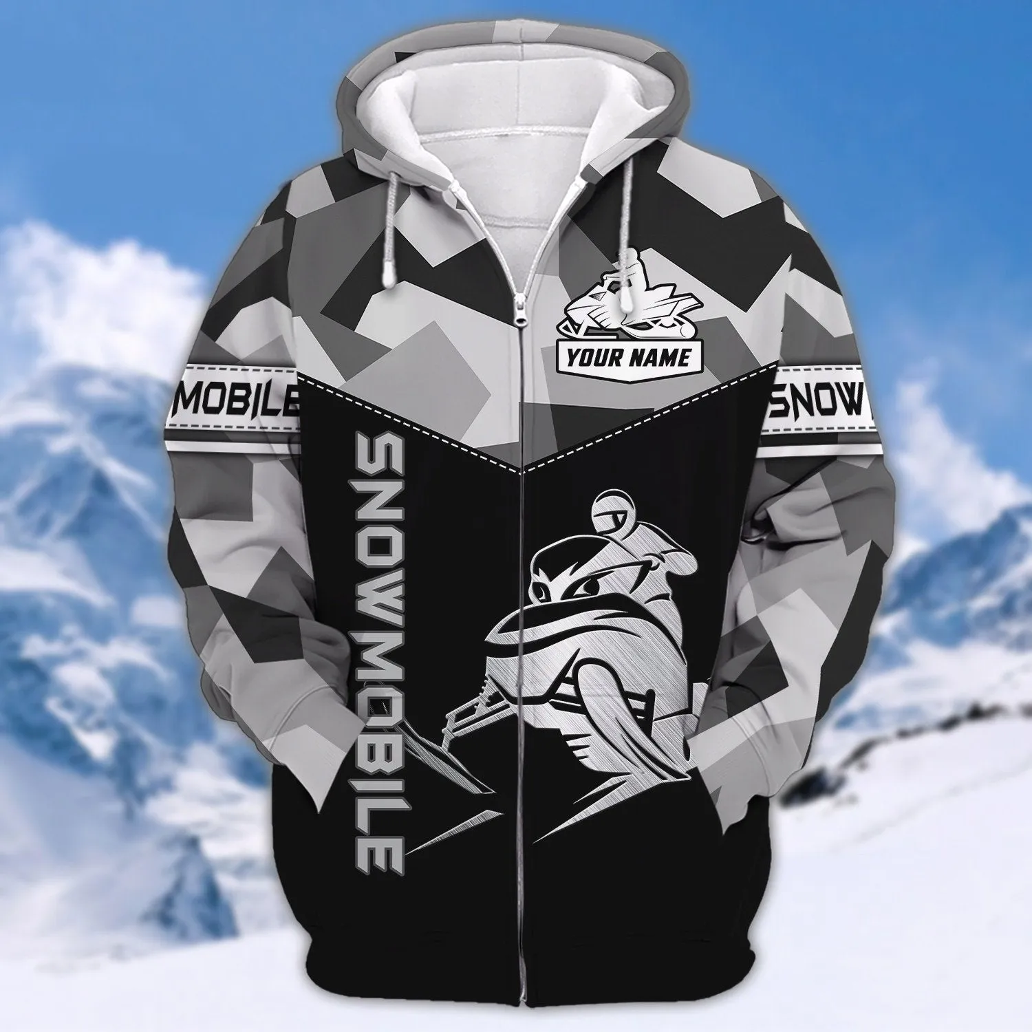 Snowmobile Black Personalized Name All Size 3D Sweatshirt Shirts