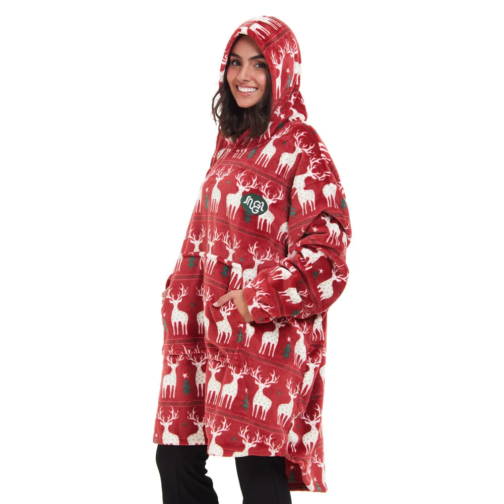 Snuggs Blanket Hoodie Red Christmas