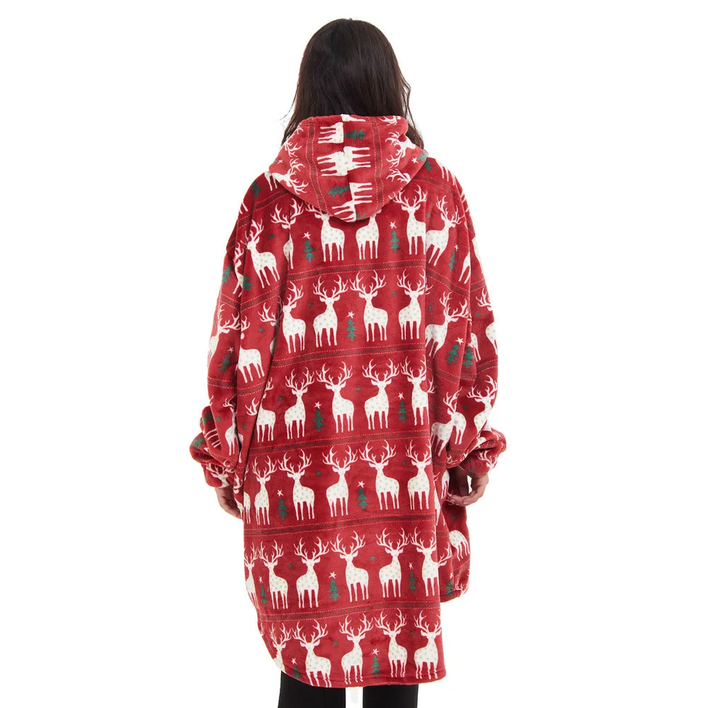 Snuggs Blanket Hoodie Red Christmas