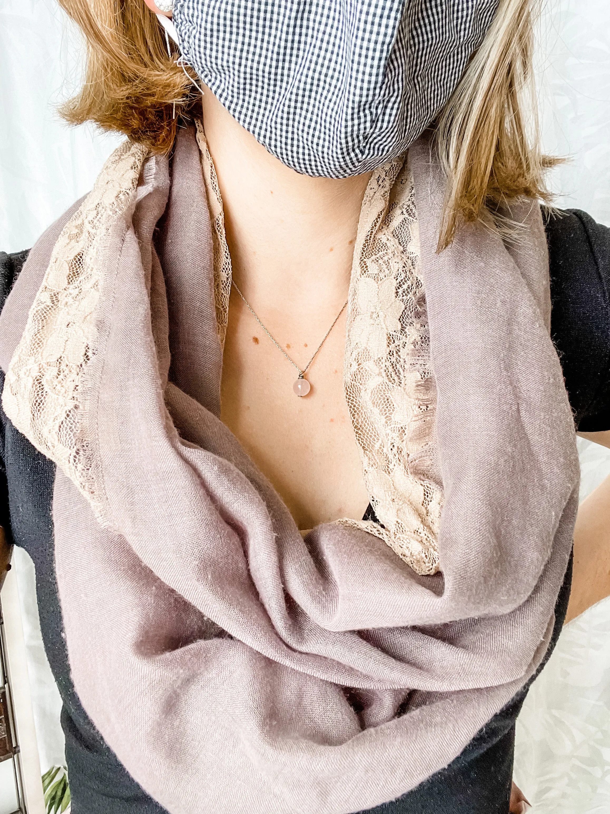 Soft Brown and Cream Lace Boho Relaxed Infinity Scarf