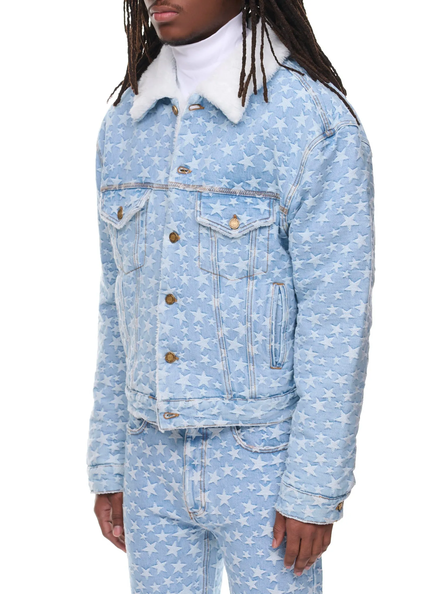 Star Jacquard Denim Jacket (ERL05J023-BLUE)