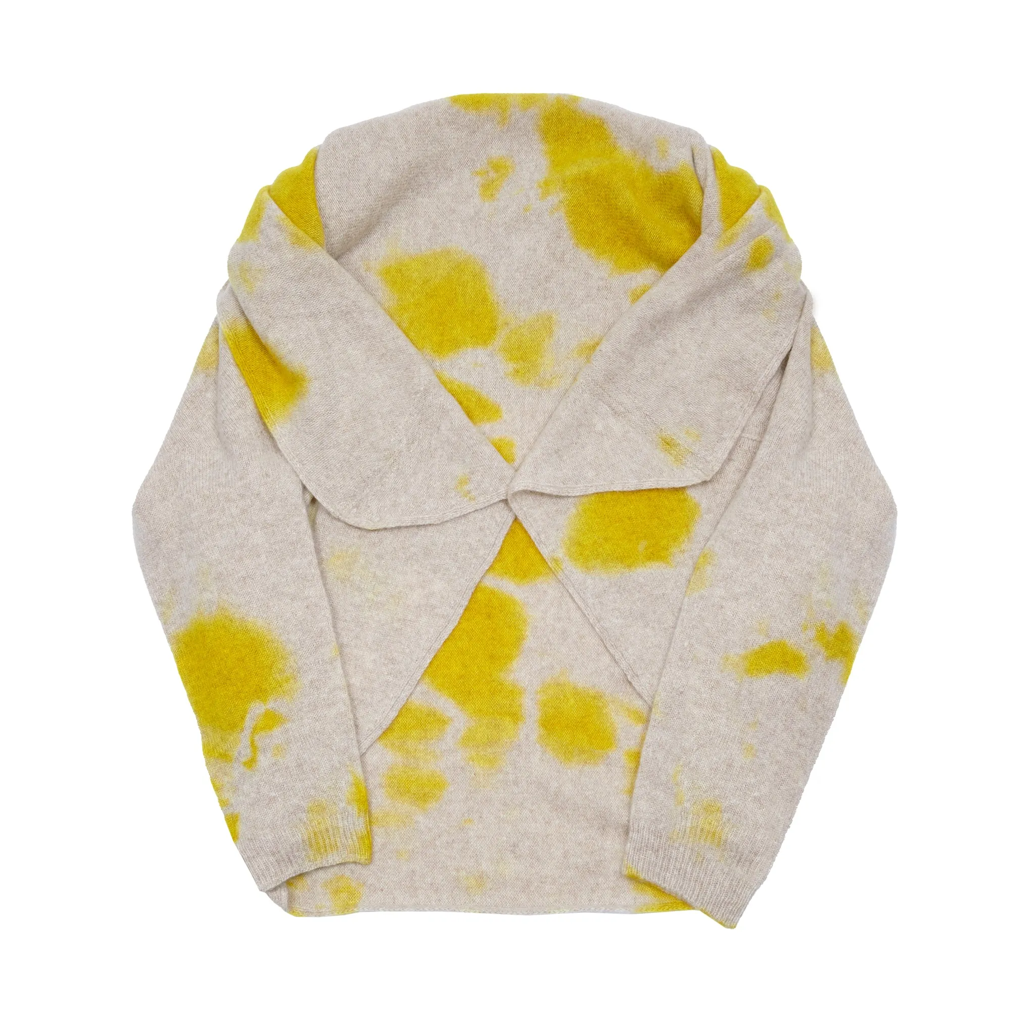 Suzusan Cashmere Seamless Upside Down Cape in Sun Yellow / Sand