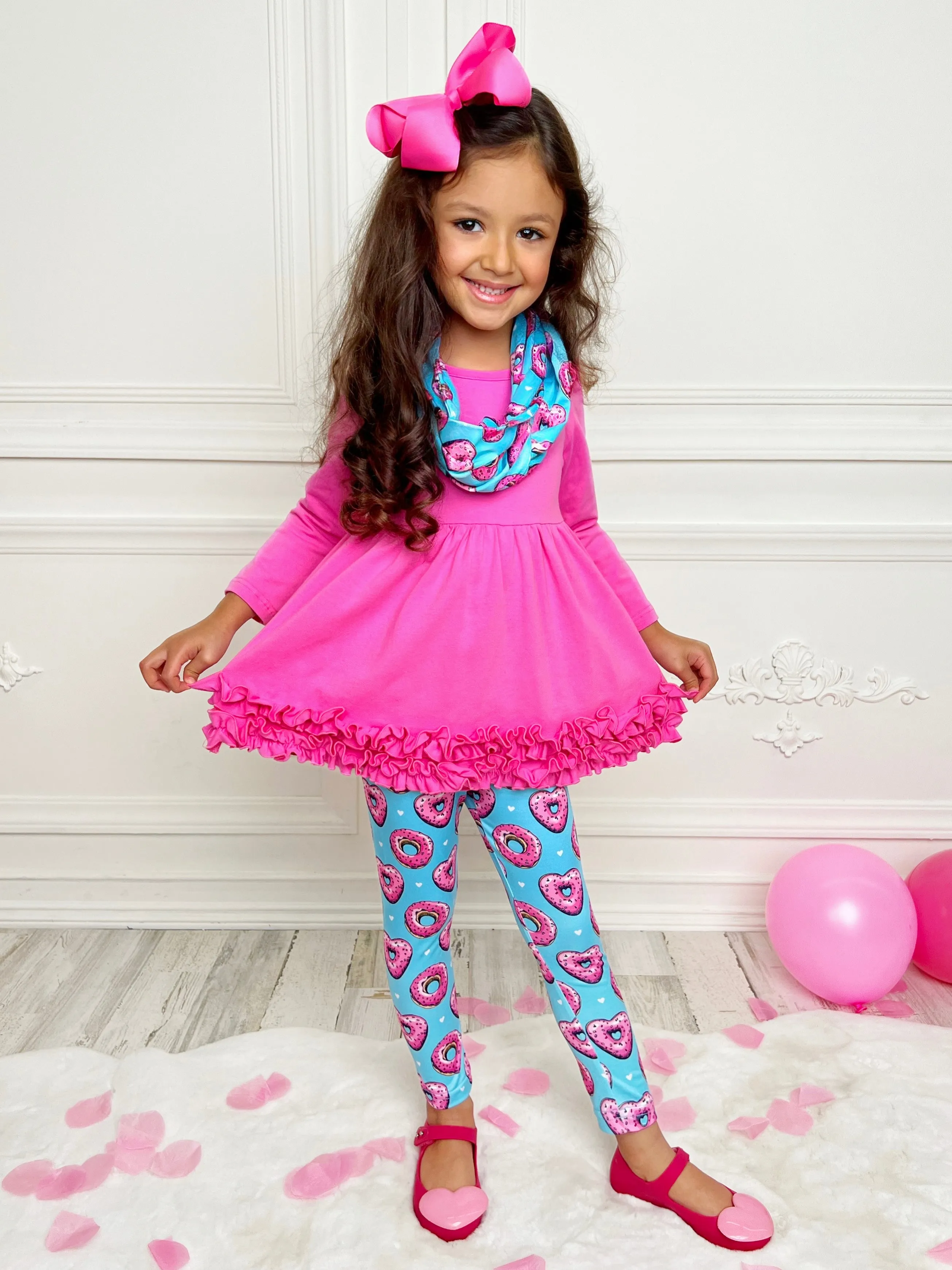 Sweet Donut Tunic, Scarf and Legging Set