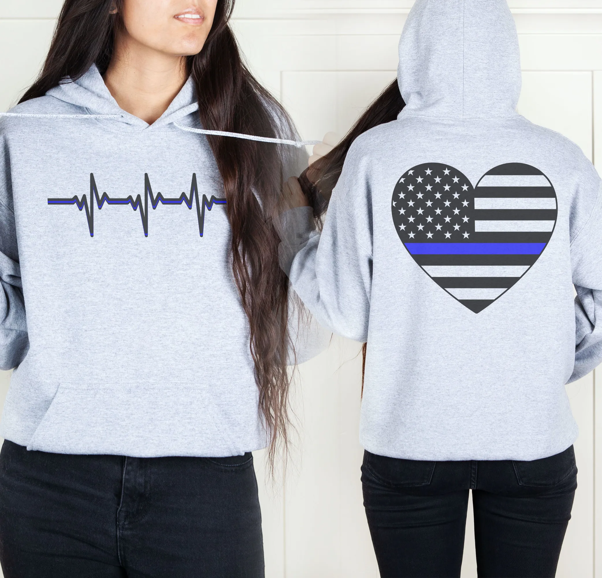 Thin Blue Line Heartbeat Unisex Hoodie