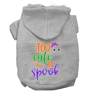 Too Cute To Spook-girly Ghost Screen Print Dog Hoodie Grey Xs