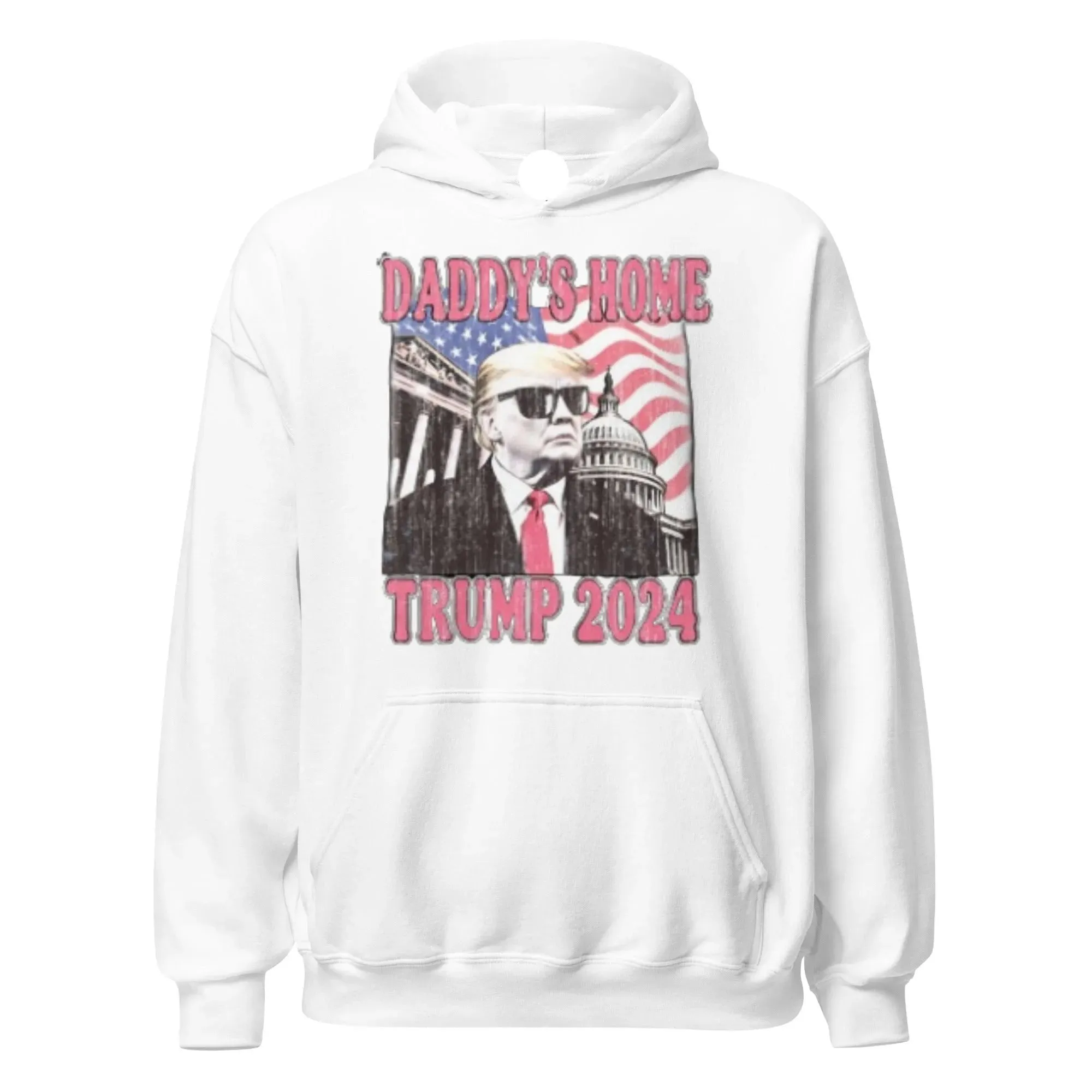 Trump Hoodie Daddy's Home Trump 2024 Midweight Blended Cotton Soft Pullover