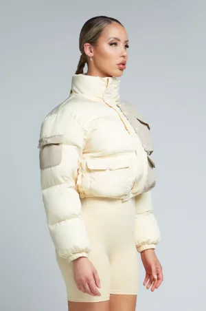 W23/24 KG Cropped Puffer Jacket - Cream