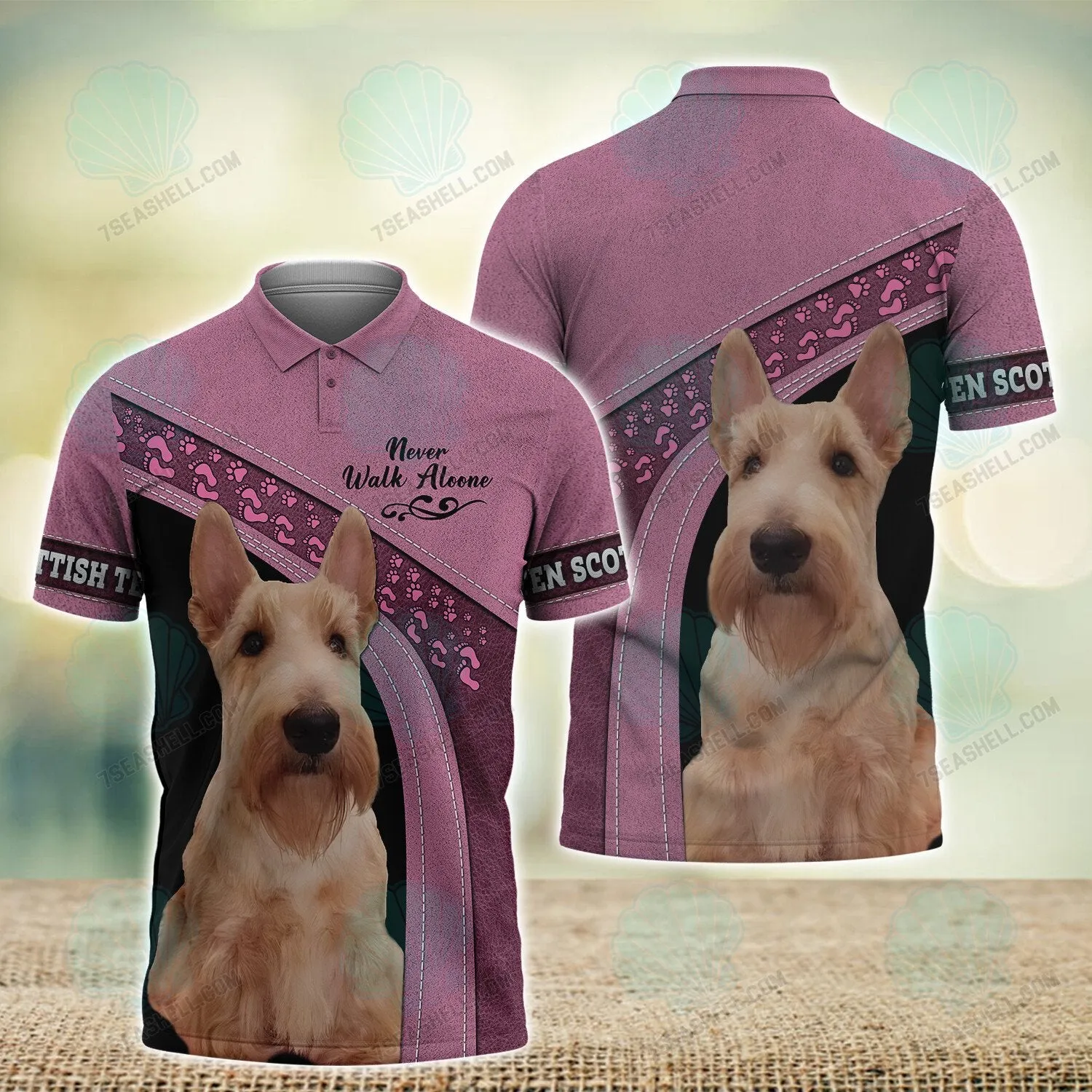 Wheaten Scottish Terrier Love Pink Never Walk Alone Shirt, Christmas Dog Memorial Gifts for loss of Dog