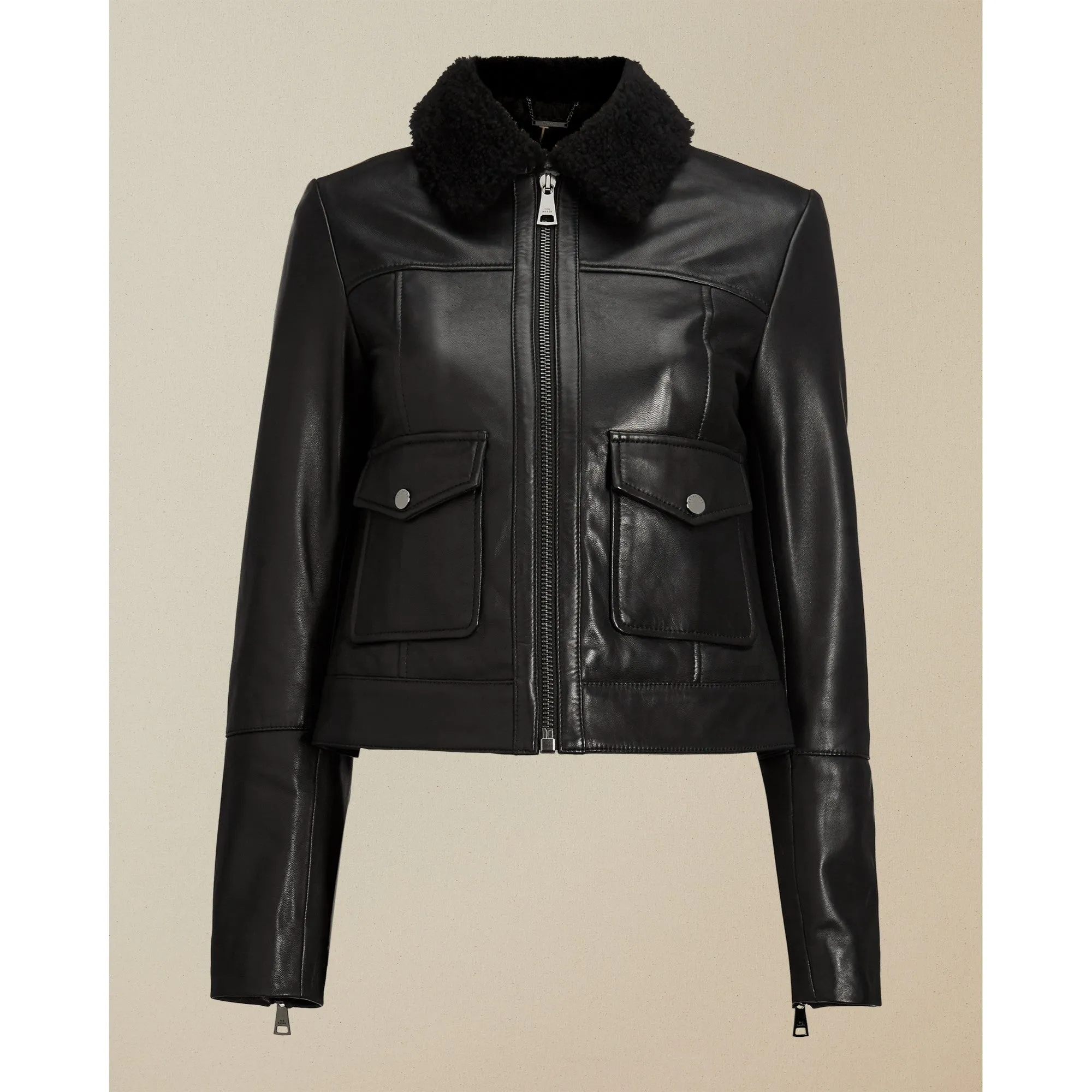 Women Dasiiy-Shearling Collar Jacket - Black