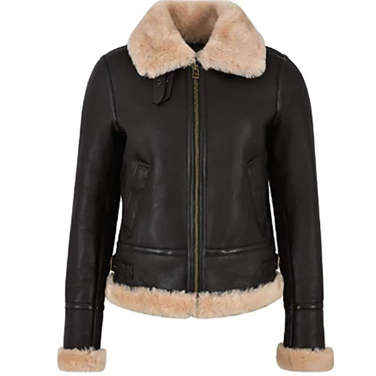 Women Flying Aviator Real Sheepskin Leather Jacket