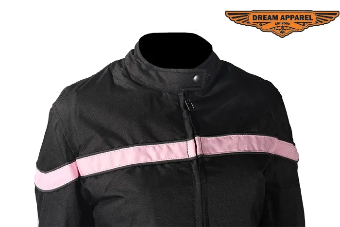 Womens Pink Stripe Textile Jacket