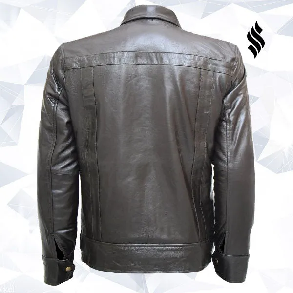 Zipper Men's Brown Leather Jacket - Top Notch